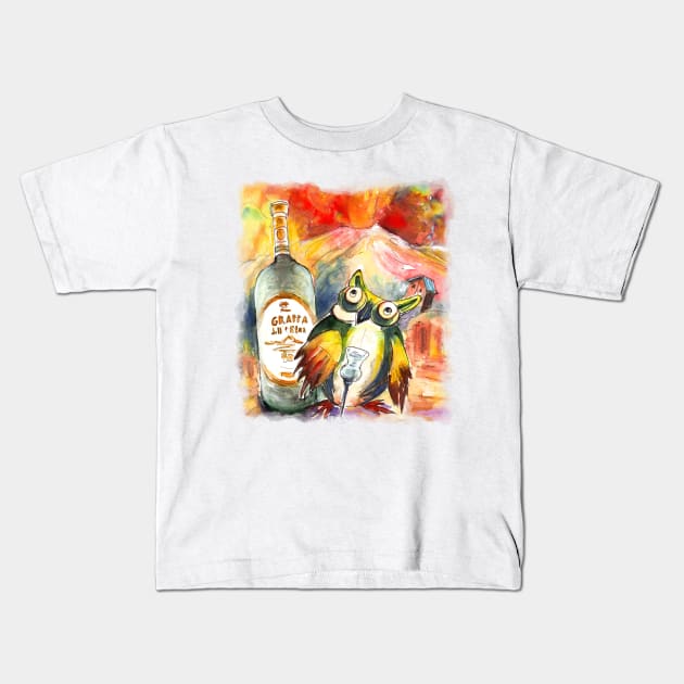 Grappa Dell Etna Kids T-Shirt by Miki De Goodaboom